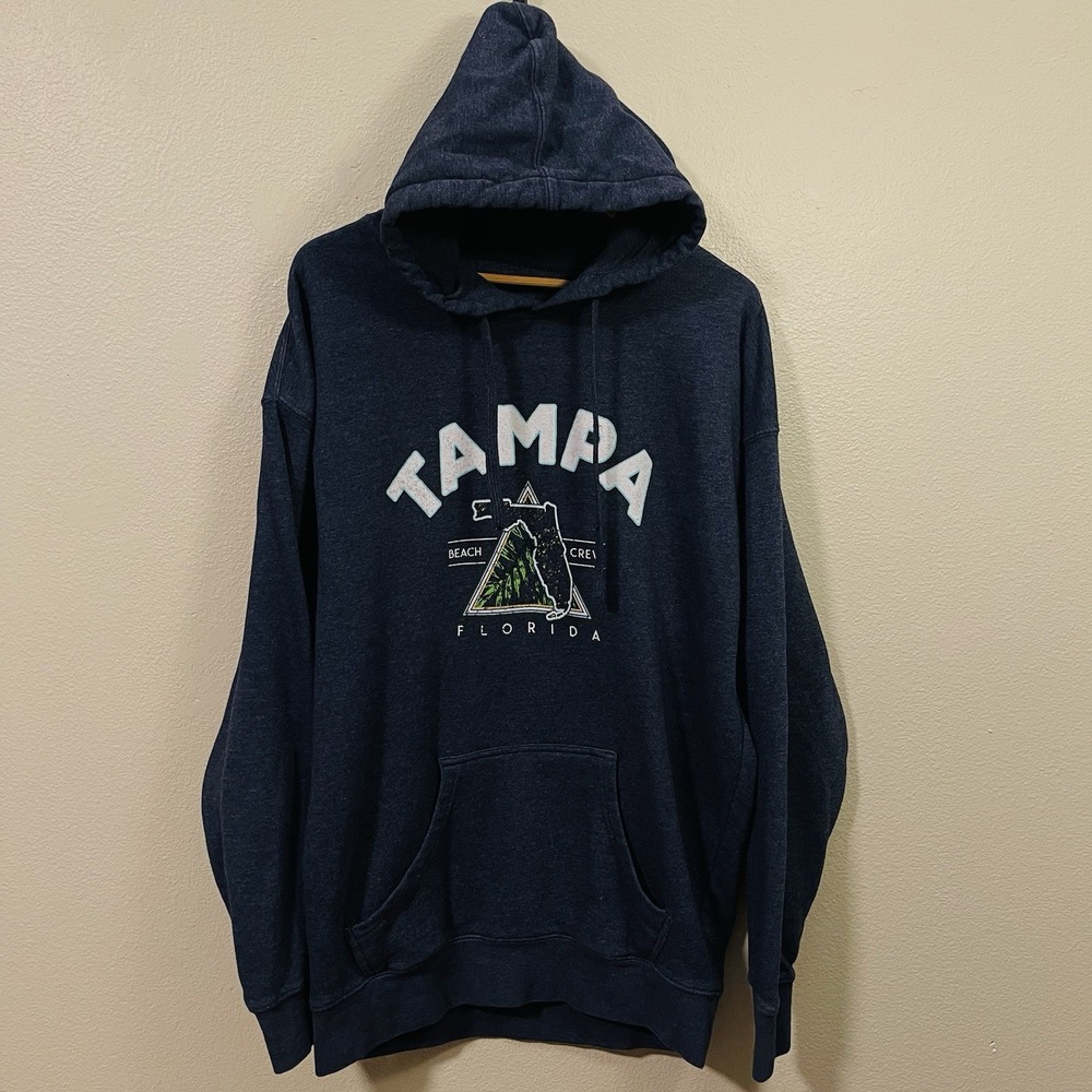Tampa Florida Beach‎ Crew Hoodie Dark Blue Cozy Costal Men's Size 2XL